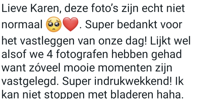 trouwfotograaf groningen review - super bedankt voor het vastleggen van onze trouwdag